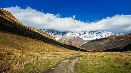 旅游胜地高加索山脉徒步天堂自然风光山峦高清图片素材