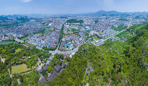 全景航拍城市风光风景城市桂林图片