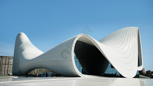 阿塞拜疆首都巴库地标超现代建筑阿利耶夫文化中心背景