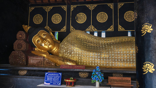 泰国寺庙卧佛信仰宗教图片