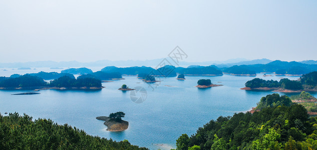 孤山岛梅峰岛观景台观千岛湖全景背景