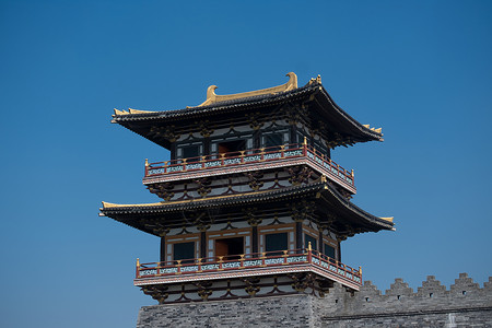 湖北襄阳历史建筑古城墙襄阳城城楼高清图片素材