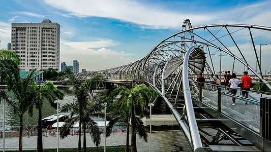 新加坡地标螺旋桥市中心高清图片素材
