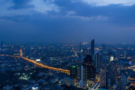 曼谷大楼美丽夜景泰国首都曼谷天使之城天际线航拍背景