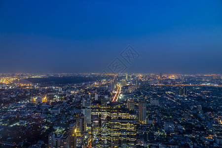 曼谷大楼美丽夜景泰国首都曼谷天使之城天际线航拍背景