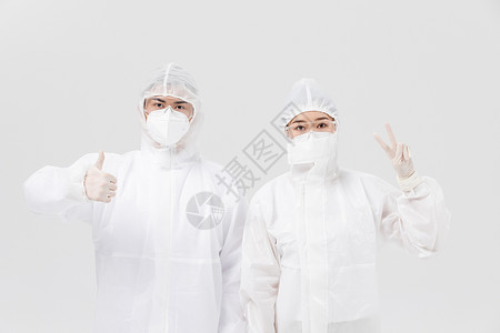 穿防护服点赞的医护人员形象穿着防护服点赞的医生形象背景
