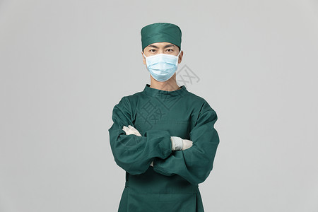 抗疫手术服男性医生形象背景图片