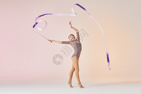 艺术体操带操动作展示高清图片