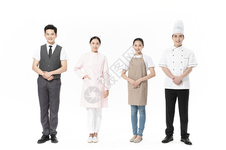 厨师合影年轻男女职业形象背景