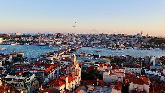 伊斯坦布尔黄昏天际线背景图片