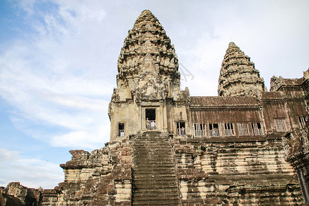 大吴哥柬埔寨的吴哥窟建筑背景