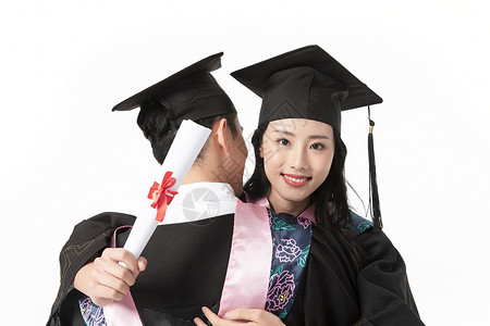大学毕业生拥抱中国人高清图片素材