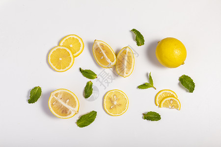 新鲜柠檬切片水果高清图片素材
