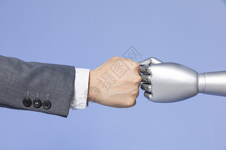 与机器人握手科技商务合作背景