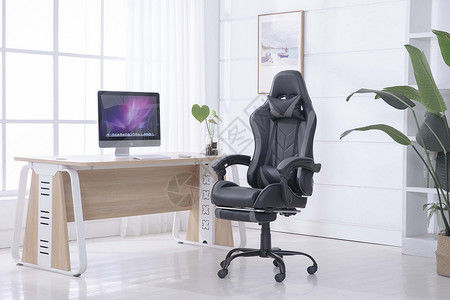 电脑椅图片白色简约办公场景图背景
