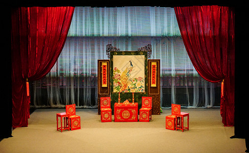 古典舞台素材室内戏台中国戏曲越剧舞台背景