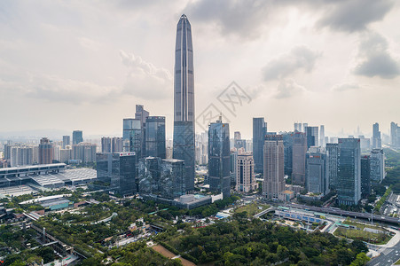 特大城市深圳福田区市民中心建筑群背景