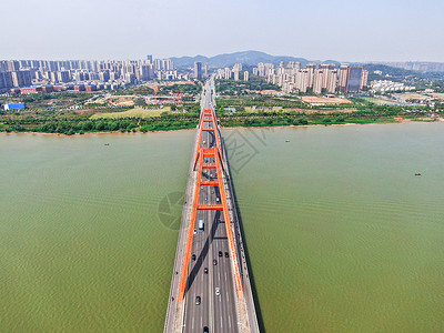 航拍湖南开福元跨湘江大桥长沙高清图片素材