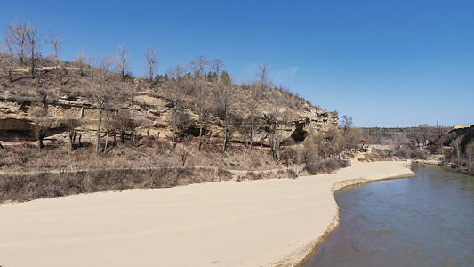 西北榆林红石峡生态景区峡谷及榆溪河背景图片