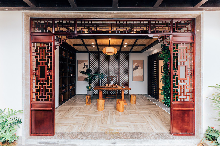 中式风格的茶室茶屋图片