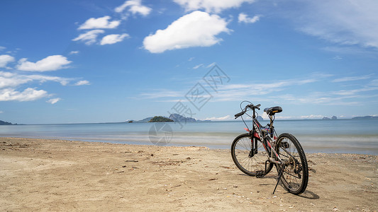 脚踏车海滩大海自行车背景