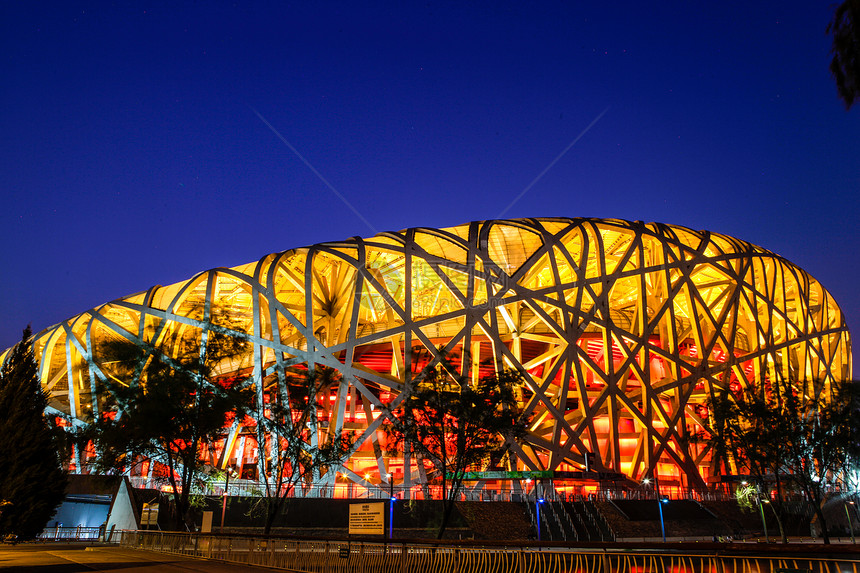 北京国家体育场鸟巢夜景灯光图片