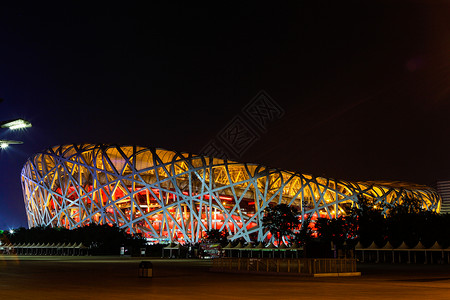 北京国家体育场鸟巢夜景灯光高清图片