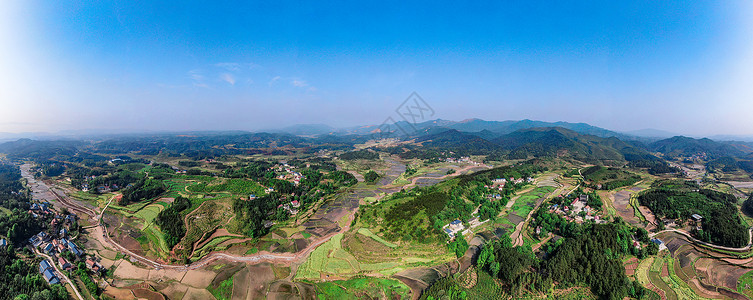 航拍湖南湘西田园乡村全景蓝天高清图片素材