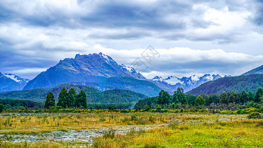 新西兰格林诺奇雪山远景高山高清图片素材