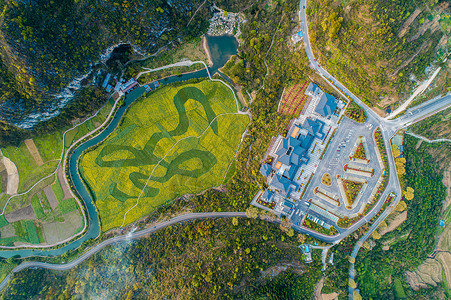 田字贵州安顺龙宫龙字田背景