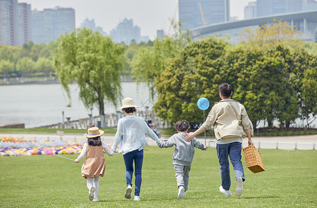 一家人旅行一家人户外郊游背景背景