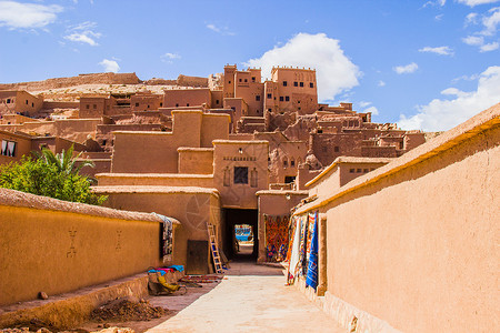 摩洛哥瓦尔扎扎特阿伊特·本·哈杜村背景