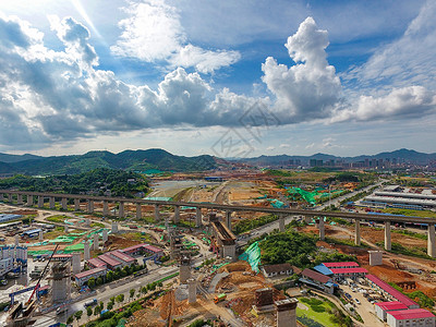 航拍怀化城市建设施工现场背景图片