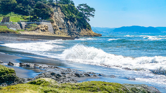 日本海浪夏日湘南海岸海浪背景