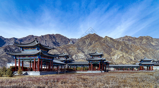 大青山内蒙古包头灵觉寺景观背景