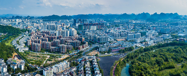 全景航拍城市建筑群楼盘物业交通背景图片