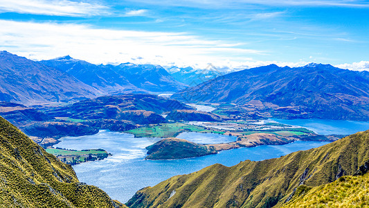 低卡世界素材新西兰罗伊峰山顶俯瞰风景背景