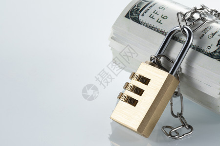 锁和钞票金融理财安全背景