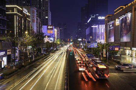 旅游高峰期南京新街口商圈夜景背景