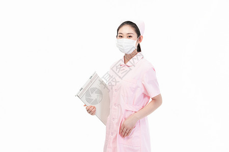 女性护士戴口罩背景图片