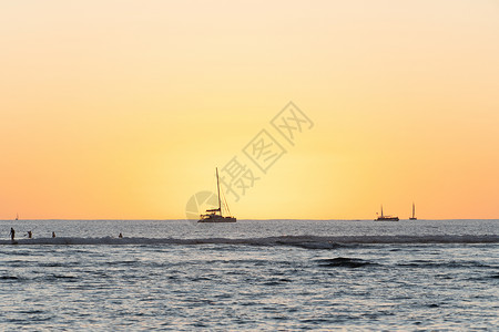 日落时分夏威夷威基基海滩日落图片