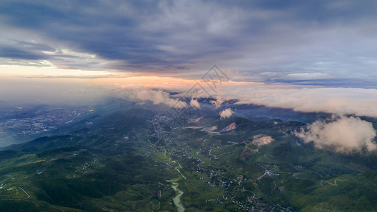 华蓥山夕阳云海自然风光高清图片素材