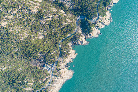 沿海海岸航拍青岛崂山5A级国家风景名胜区背景