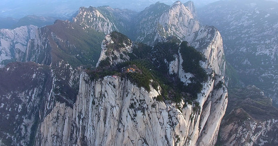 花岗岩阳光华山风景航拍背景