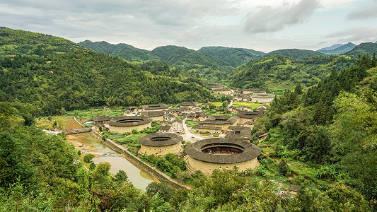 客家民居福建南靖永定土楼背景