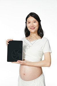 孕妇拿平板电脑展示图片
