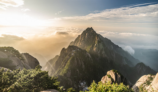 黄山日出风光背景图片