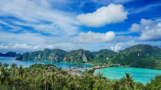 碧绿的大海泰国皮皮岛山顶观景台背景