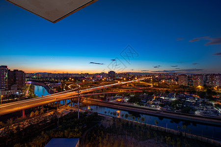 北京东五环远通桥夜景背景图片