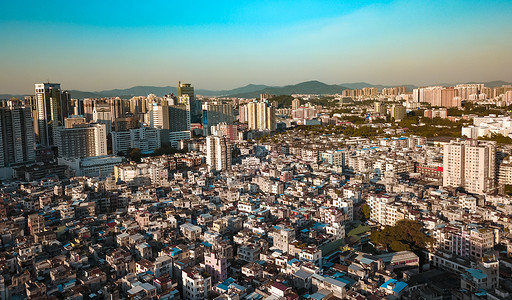 午后航拍广州最大城中村石牌村高清图片